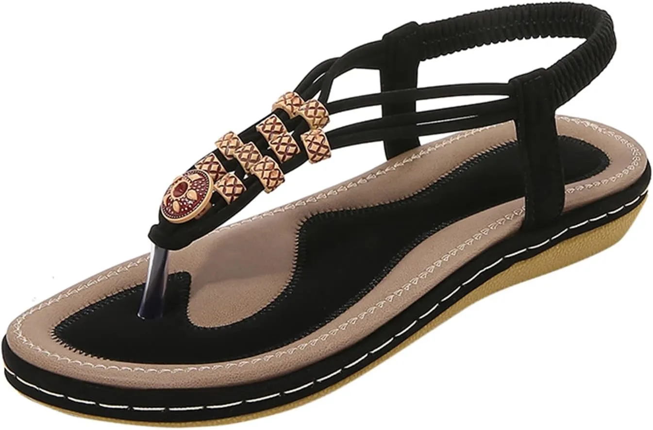 Sandals for Women Summer Beach Flat Sandals Casual T-Strap Flip Flops Sandal Comfortable Walking Thong Shoes
