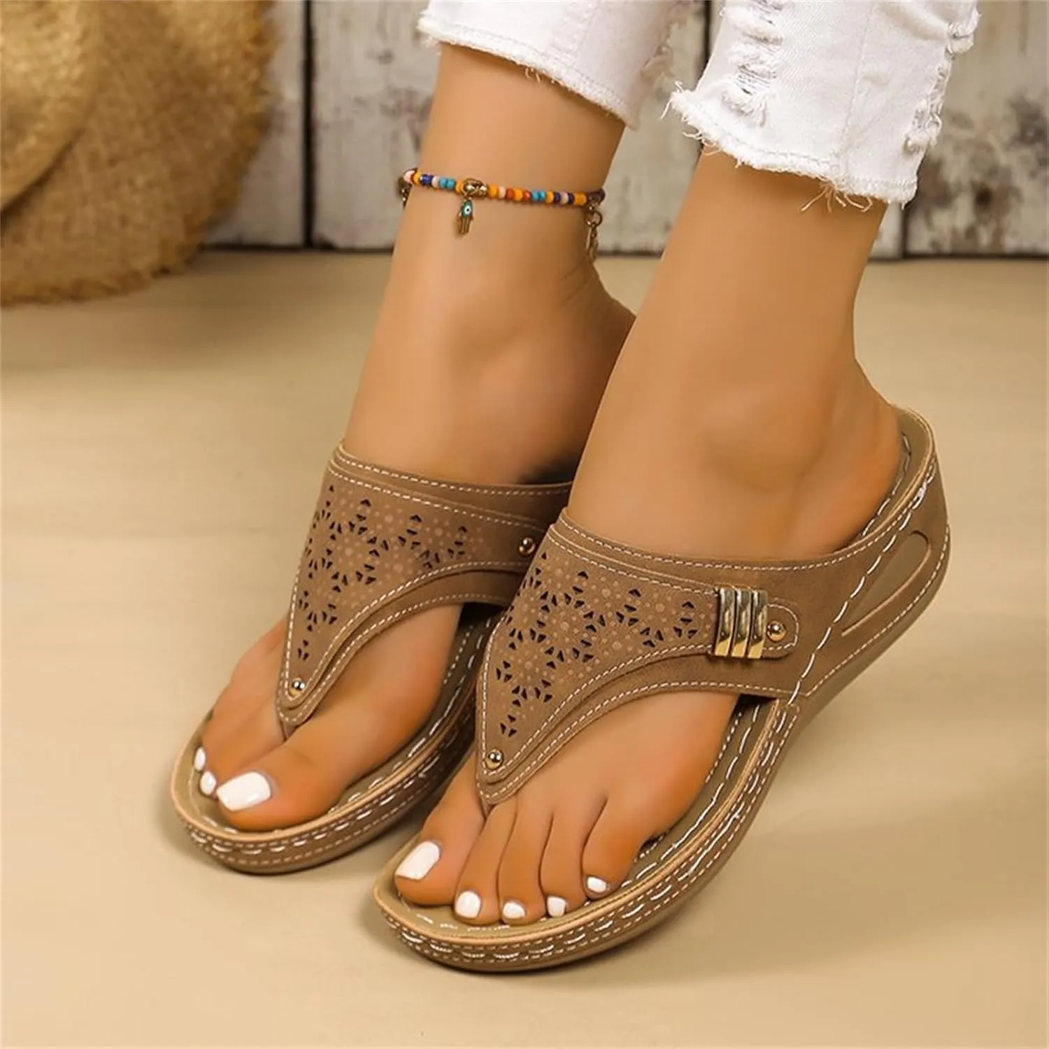 Sandals Women Dressy Summer Flat Cute Casual Beach Shoes Fashion Orthotic Slides Thong Sandals Orthopedic Slippers