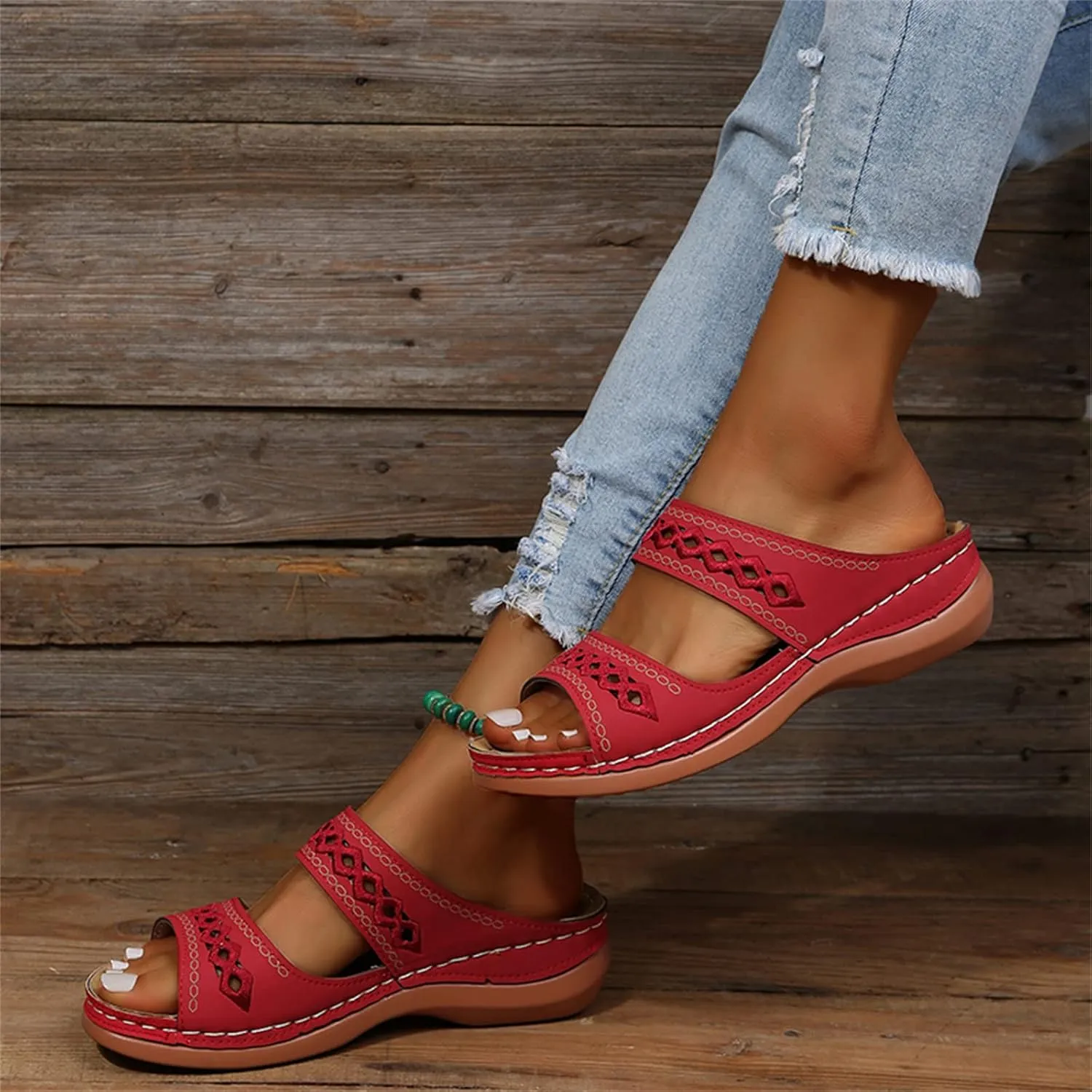 Sandals Women Dressy Summer Flat Cute Casual Beach Shoes Orthotic Flips Flops Arch Support Orthopedic Slippers Slides
