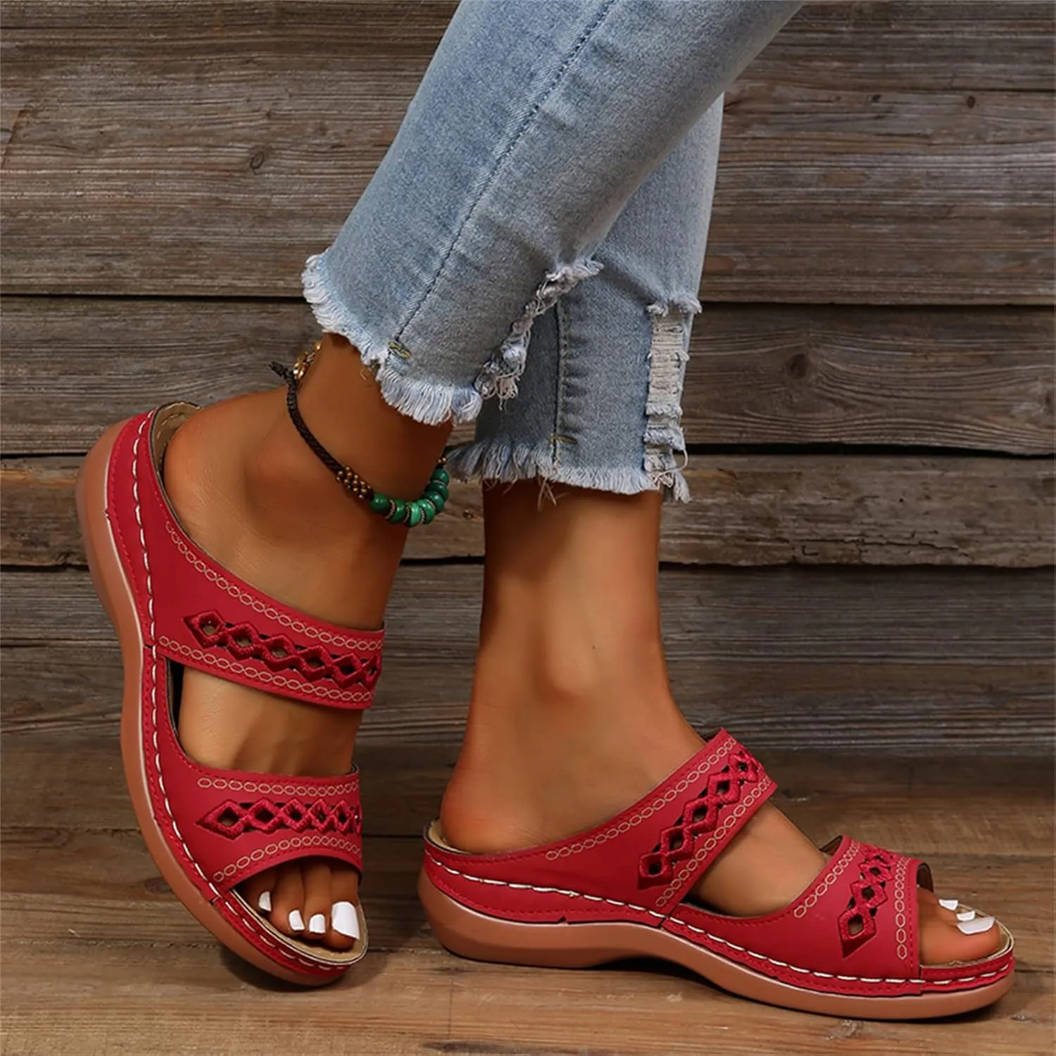 Sandals Women Dressy Summer Flat Cute Casual Beach Shoes Orthotic Flips Flops Arch Support Orthopedic Slippers Slides