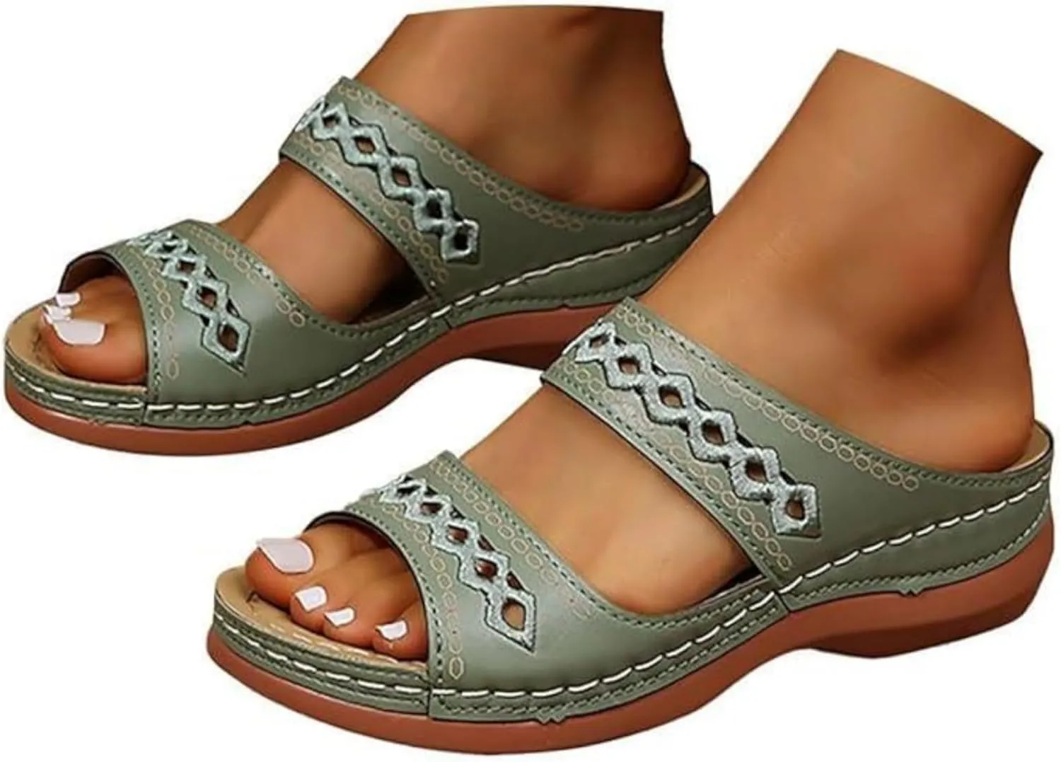 Sandals Women Dressy Summer Flat Island Cute Casual Beach Shoes Comfortable Orthopedic Slip On Orthotic Flip Flops