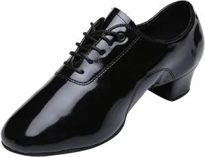 Shoes Boys Modern Dance Shoes Prom Ballroom Latin Dance Shoes Solid Color Lace Up Leather Shoes (Black, 30)