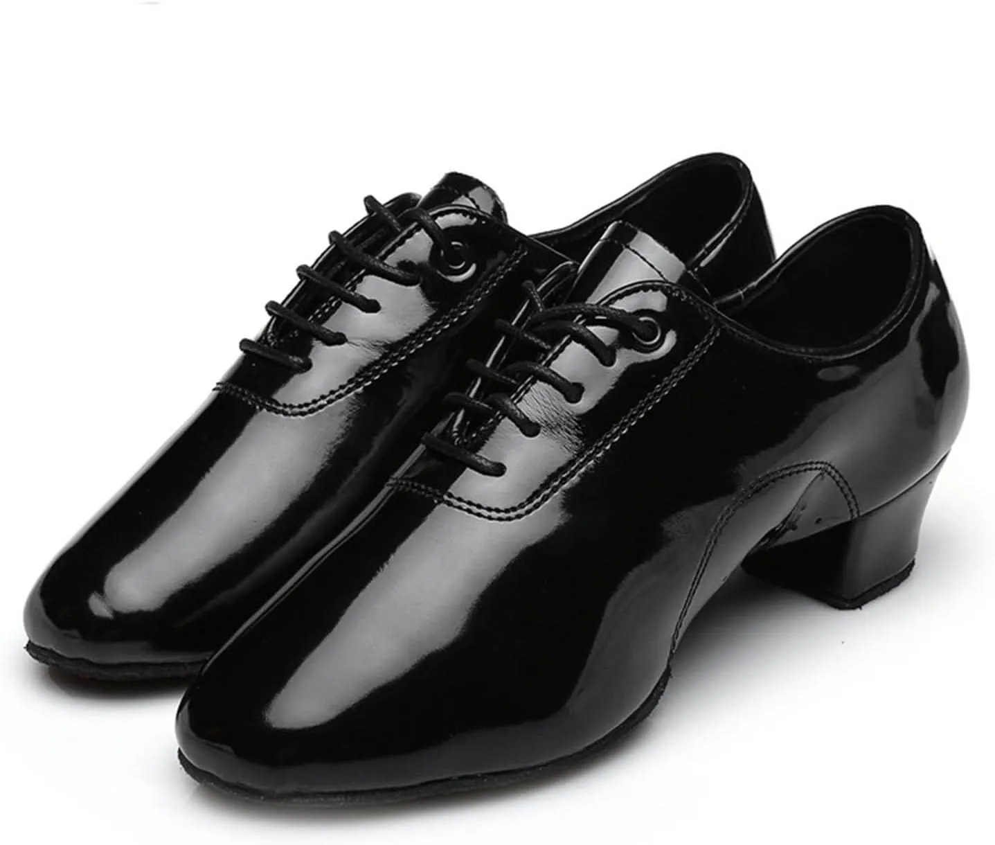 Shoes Boys Modern Dance Shoes Prom Ballroom Latin Dance Shoes Solid Color Lace Up Leather Shoes (Black, 30)