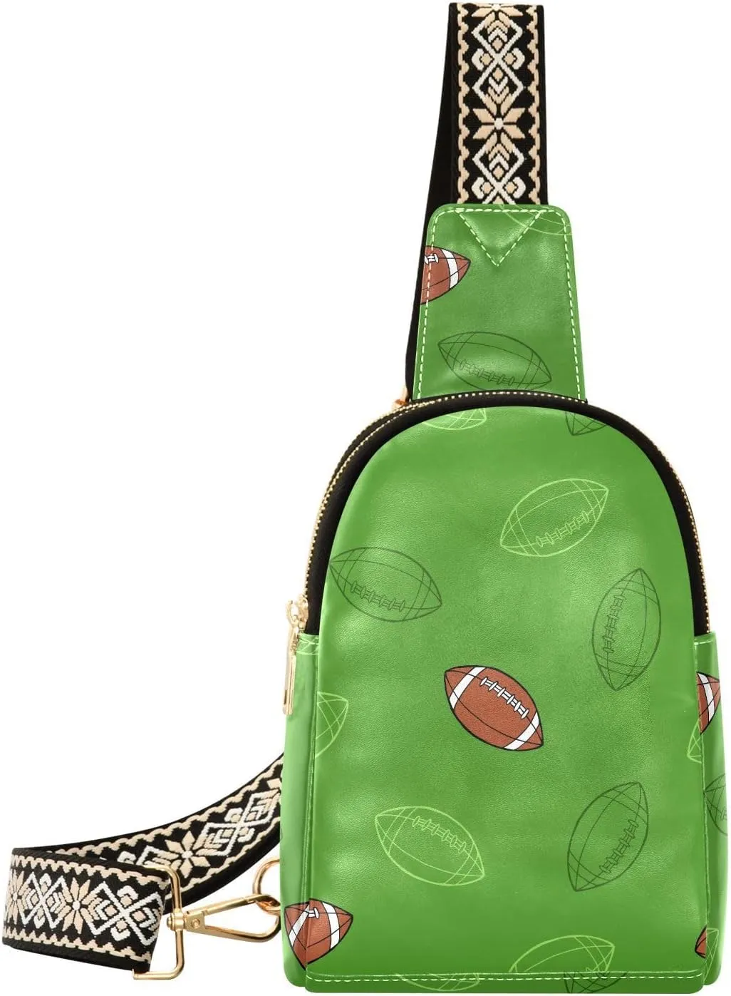 Small Sling Bag for Women American Football Sport Ball PC Leather Fanny Pack Crossbody Graphic Art Fashion Waist Packs Chest Bag for Travel Sports Running Hiking