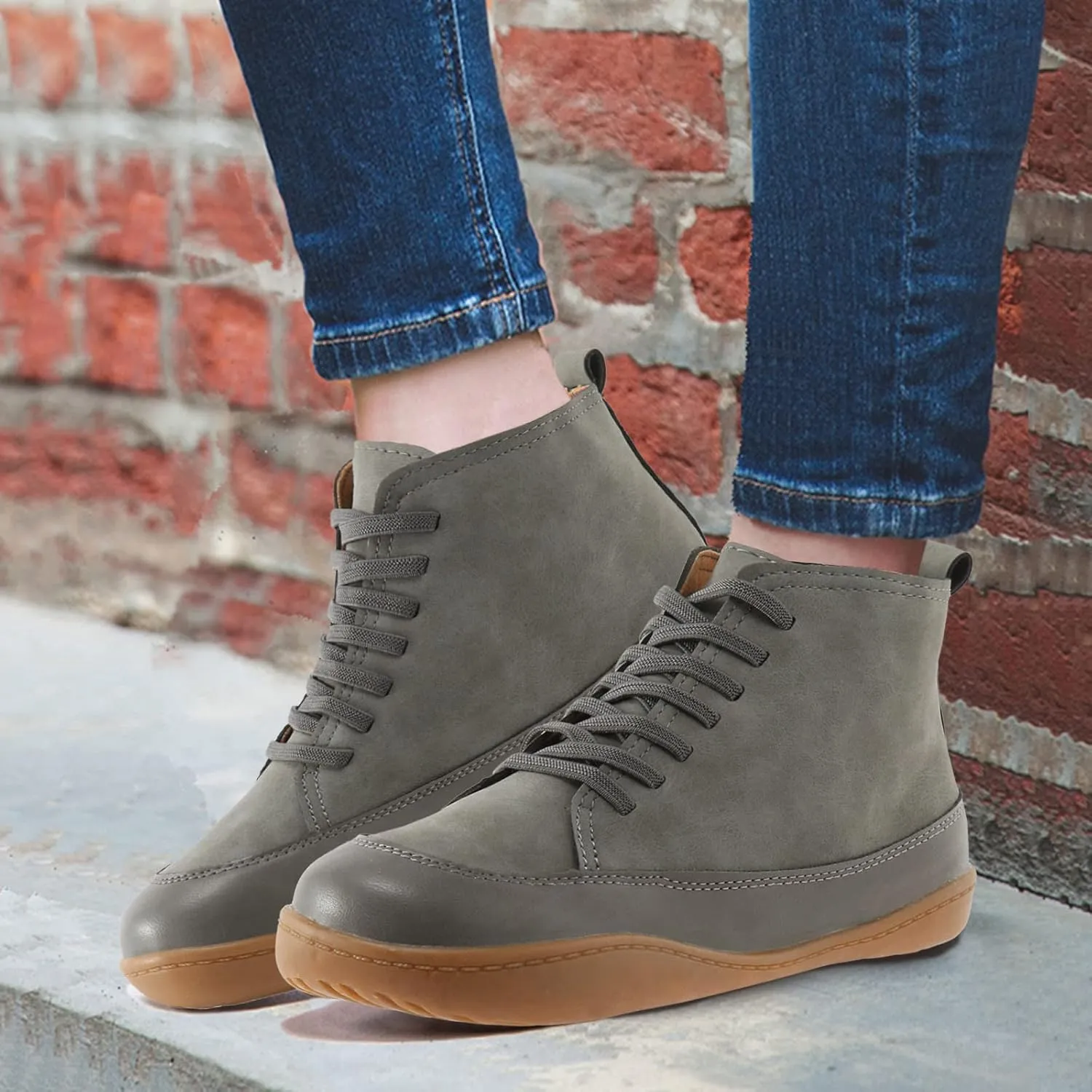 Snow Boots for Women Ankle Womens Ankle Booties Lace Up Boots for Women Ankle Booties Wedge Boot Fashion Casual Comfy Soft Lace-up Round Toe Comfortable Low Heel