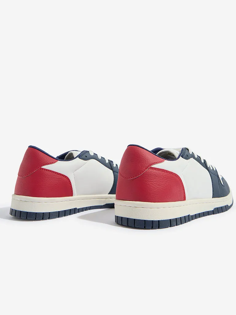 SOLEPLAY Navy and Red Colour-Blocked Lace-Up Sneakers