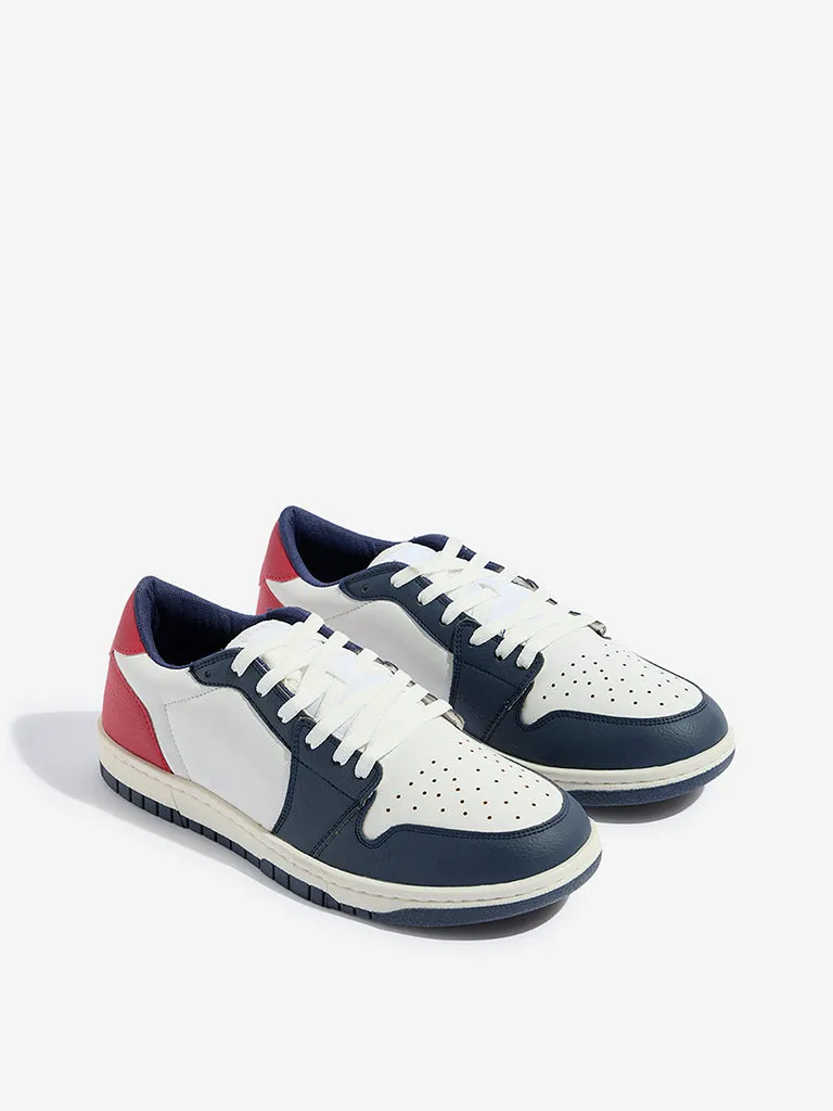 SOLEPLAY Navy and Red Colour-Blocked Lace-Up Sneakers
