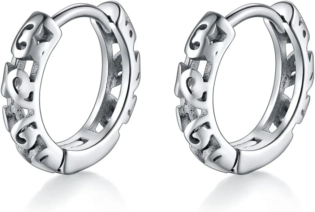 Stainless Steel Knotted Flower Floral Pattern Huggie Cuff Hoop Earrings