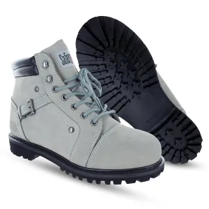 Steel Toe Boots for Women - Light Gray - 6M| Waterproof Women's Fusion Work Boots | Leather Work Boots | Rugged Goodyear Welt Construction | Oil Resistant Outsoles & Cushioned Insoles