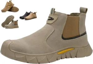 Steel Toe Work Boots for Men and Women - Slip-On Welding Boots, Comfortable Welder Construction Safety Boots - Non-Slip
