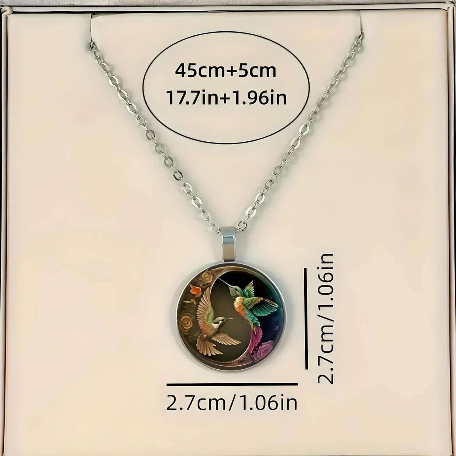 Stunning Hummingbird Pendant Necklace - Two Humming Birds Searching for Flower - Fashionable Alloy Jewelry with Delicate Details - Birthday, Party, Gift Idea for Her