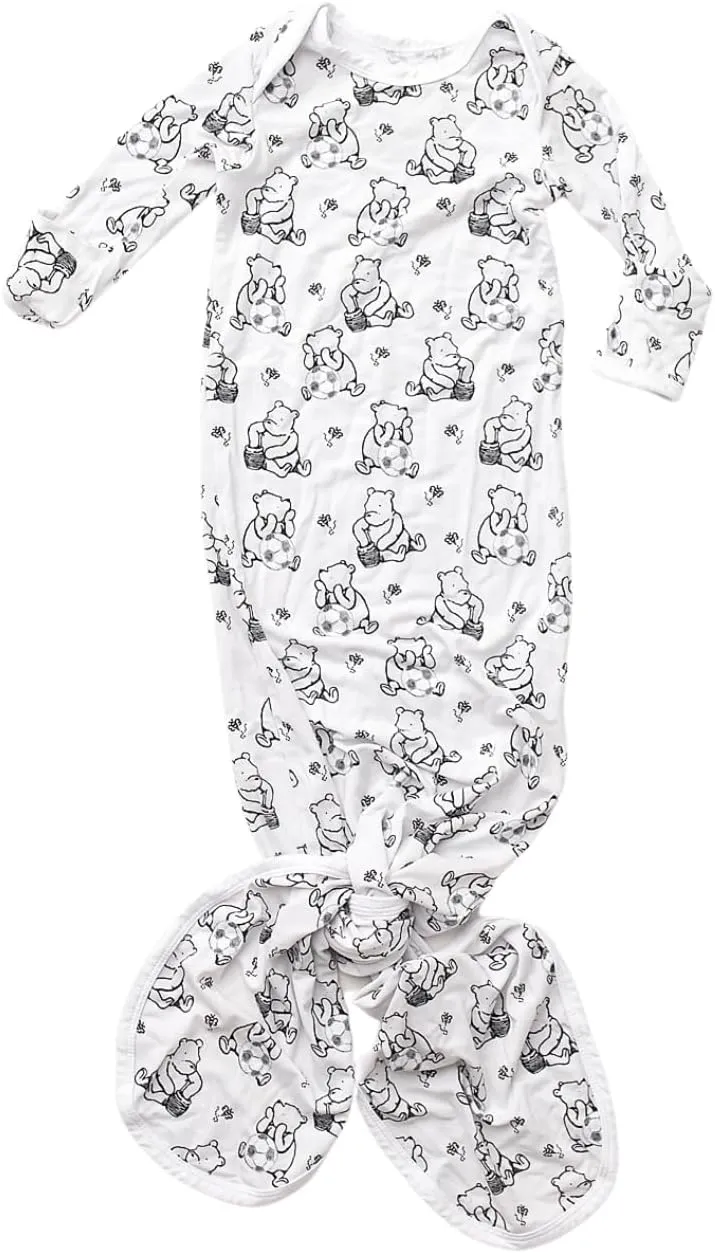 Sugar Lily's Classic Pooh Baby Gown, Bamboo Viscose, Soccer Ball Print, Knotted, Adjustable