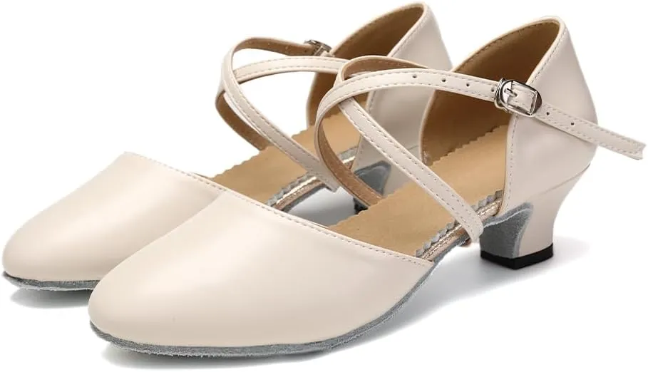 SWDZM Womens Ballroom Dance Shoes Closed Toe Latin Salsa Tango Social Practice Dance Shoes