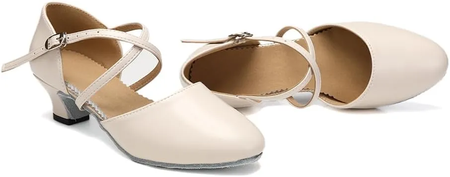 SWDZM Womens Ballroom Dance Shoes Closed Toe Latin Salsa Tango Social Practice Dance Shoes