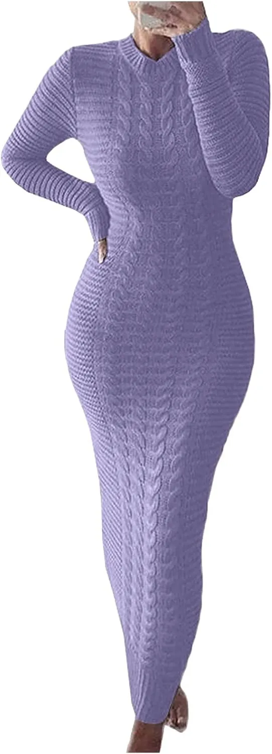 Sweater Dresses for Women,Sexy Bodycon Long Sleeve Dress for Winter Plus Size Pullover Dress for Party Evening