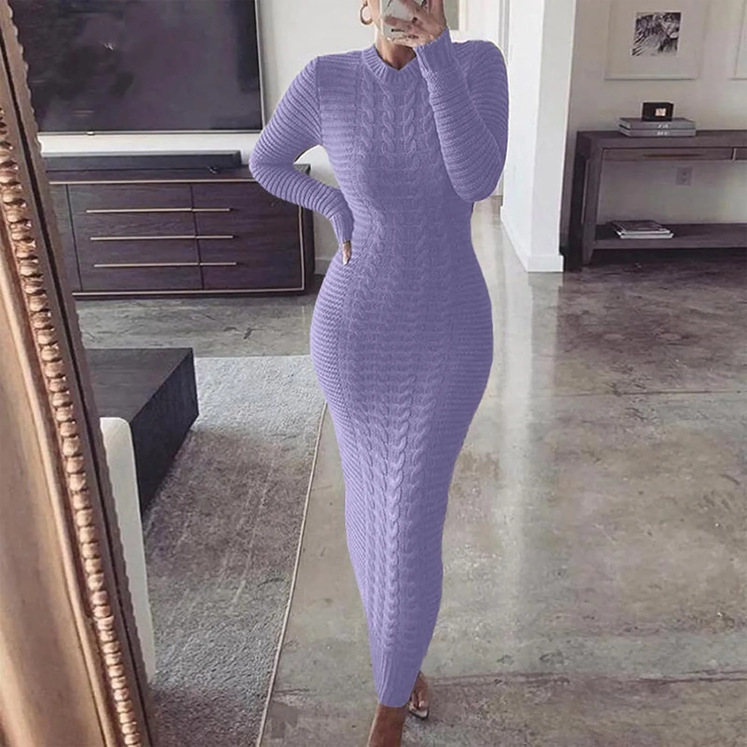 Sweater Dresses for Women,Sexy Bodycon Long Sleeve Dress for Winter Plus Size Pullover Dress for Party Evening