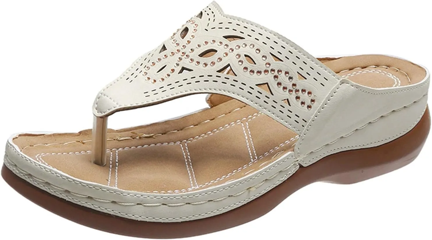 Temperament Flat Bottom Sandals for Women Open Toes One Band Ankle Strap Flats Beach Non Slip Flat Sandals