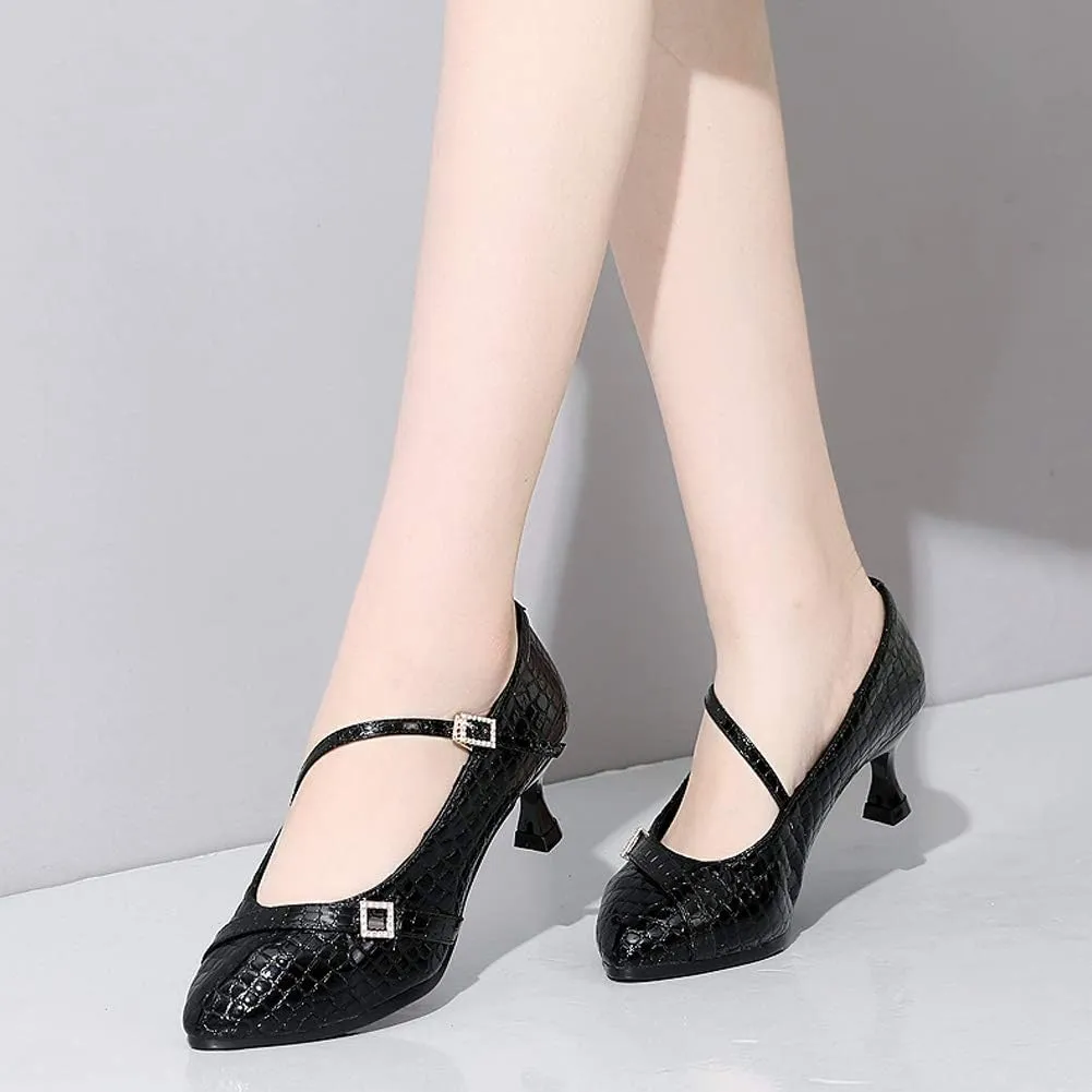 TINRYMX Tango Shoes Ballroom Dance Shoes Latin Dance Shoes Women Closed Toe Character Dance Shoes,KC1009