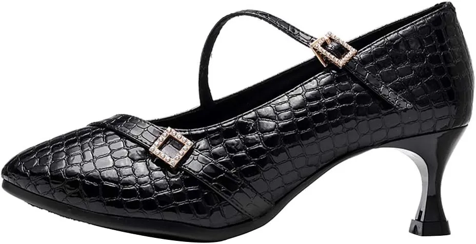 TINRYMX Tango Shoes Ballroom Dance Shoes Latin Dance Shoes Women Closed Toe Character Dance Shoes,KC1009