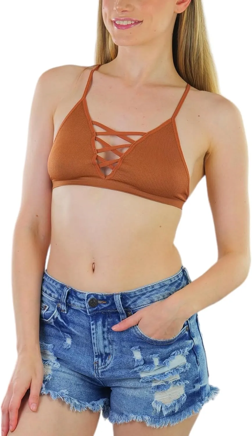 ToBeInStyle Women's Lightweight Statement Fashion Wireless Bralettes - Comfy Lounge Bras