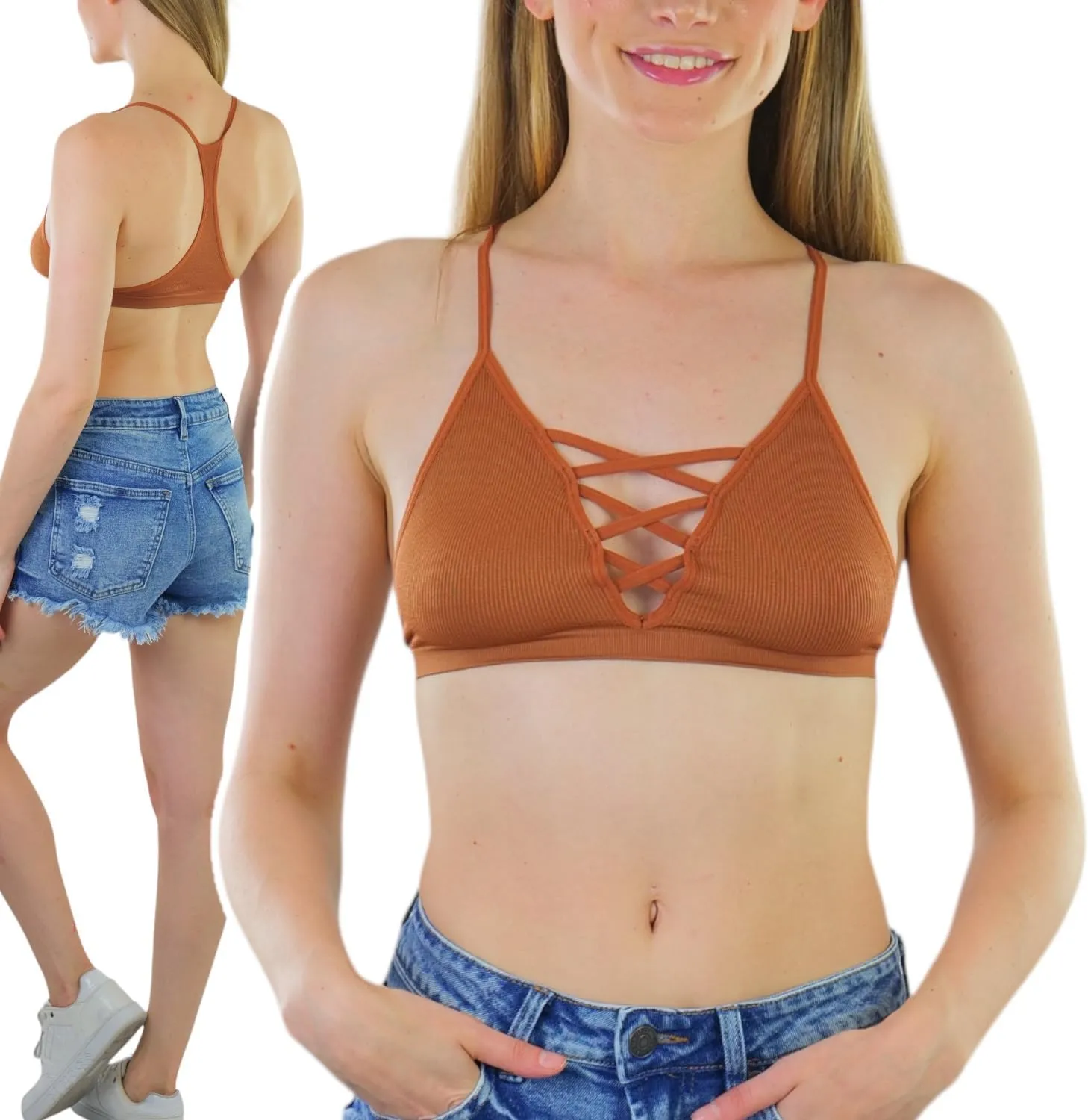 ToBeInStyle Women's Lightweight Statement Fashion Wireless Bralettes - Comfy Lounge Bras