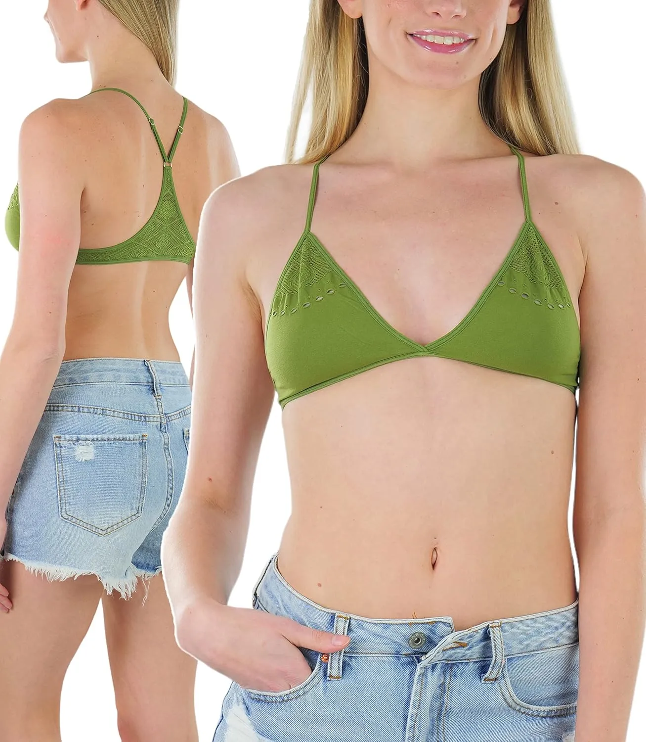 ToBeInStyle Women's Lightweight Statement Fashion Wireless Bralettes - Comfy Lounge Bras