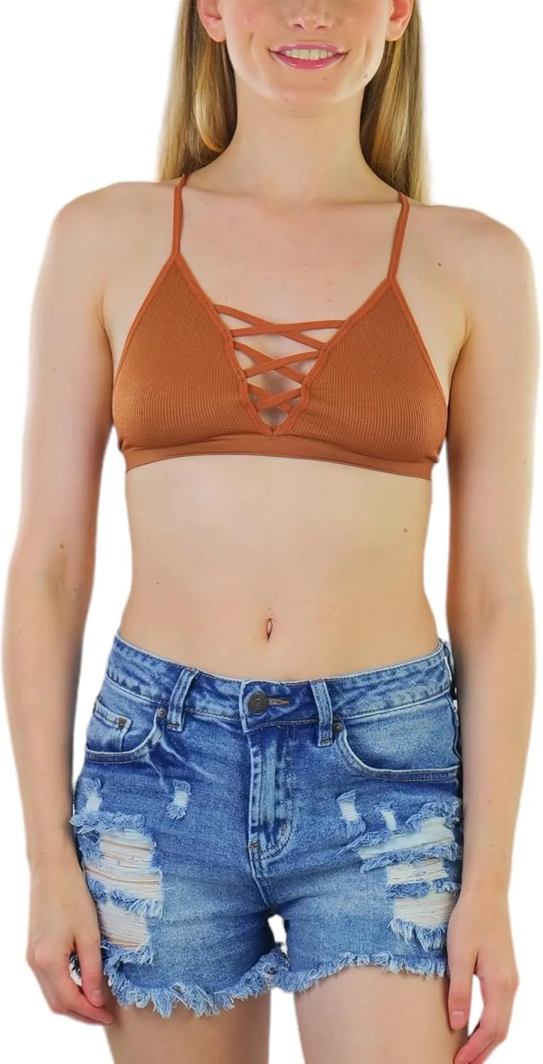 ToBeInStyle Women's Lightweight Statement Fashion Wireless Bralettes - Comfy Lounge Bras