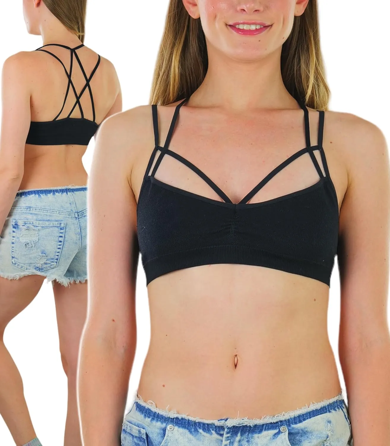 ToBeInStyle Women's Lightweight Statement Fashion Wireless Bralettes - Comfy Lounge Bras