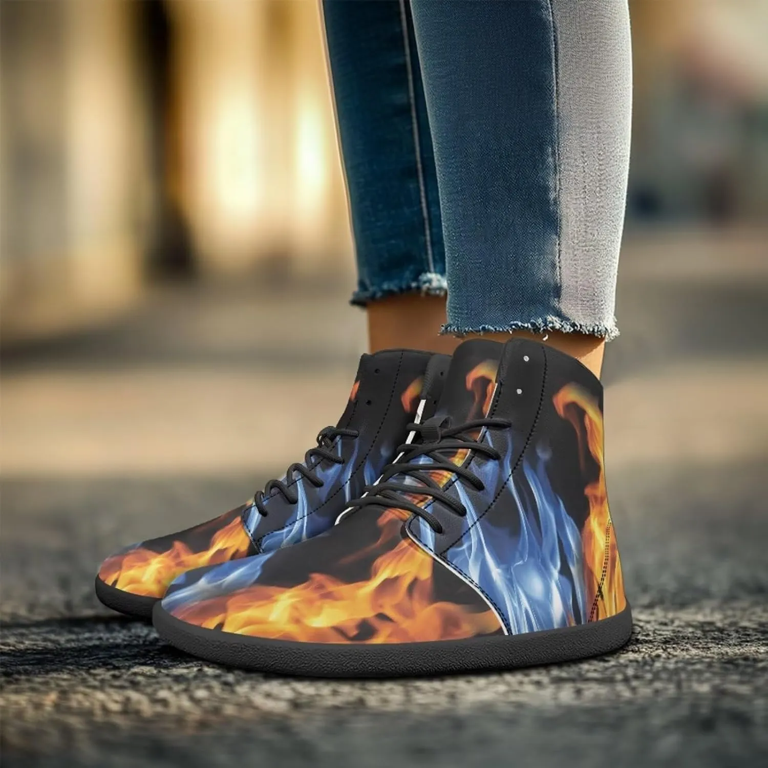 Unisex Womens Mens High Top Business Shoes Lace Up Running Athletic Sneakers Casual Walking Shoe