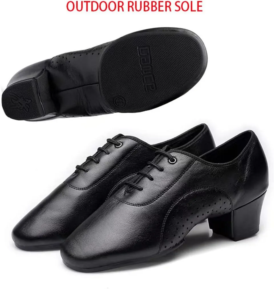 VEACAM Latin Dance Shoes Lace-Up Leather Salsa Tango Ballroom Dance Shoes Modern Professional Performance Practice Shoes for Male