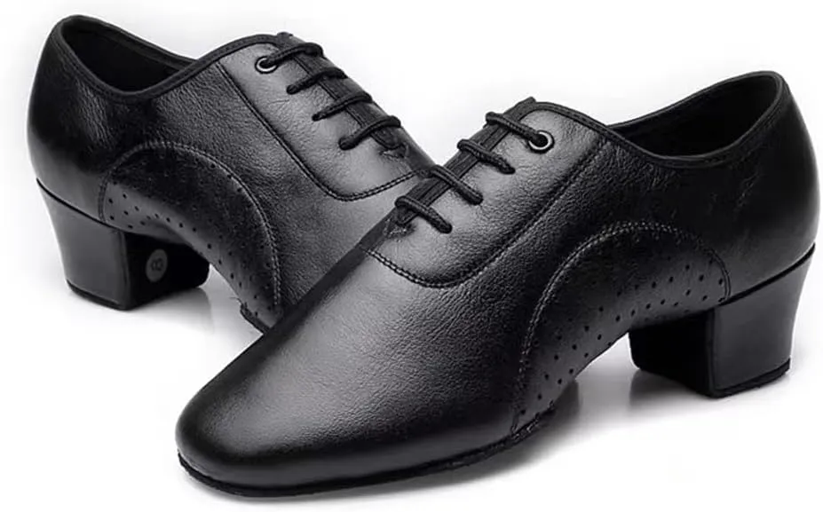 VEACAM Latin Dance Shoes Lace-Up Leather Salsa Tango Ballroom Dance Shoes Modern Professional Performance Practice Shoes for Male