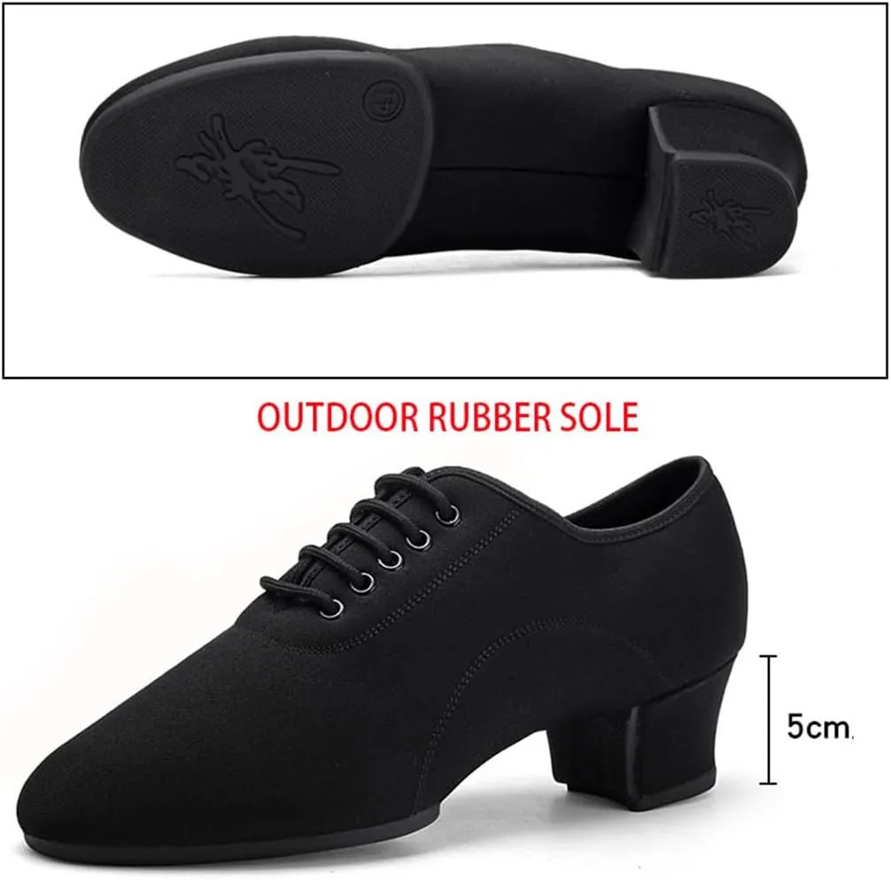 VEACAM Men's Ballroom Dance Shoes, Breathable Tango Salsa Latin Character Shoe Black Dancing Practice Shoe for Men