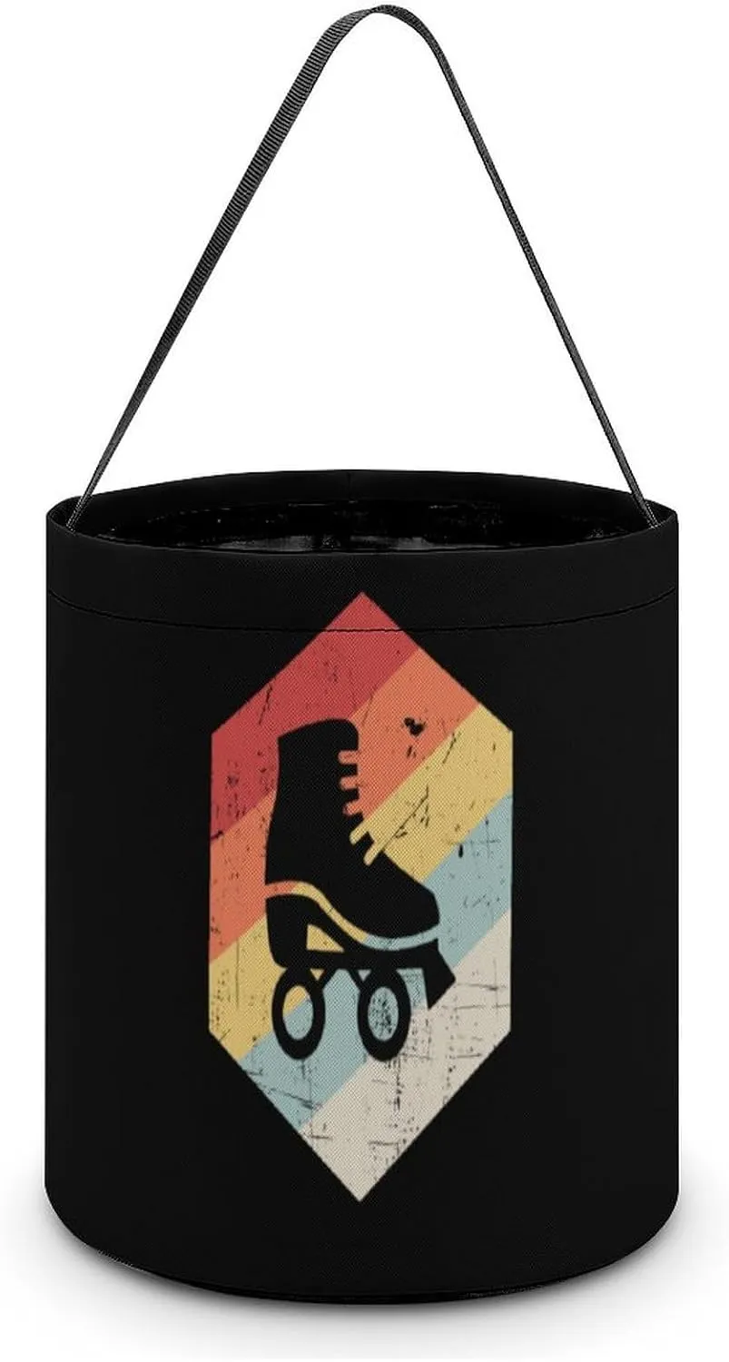 Vintage Roller Skates Funny Easter Egg Bags Trick-o-r-Treat Tote Bag Reusable Bucket Storage Basket Handbag Party Novelty