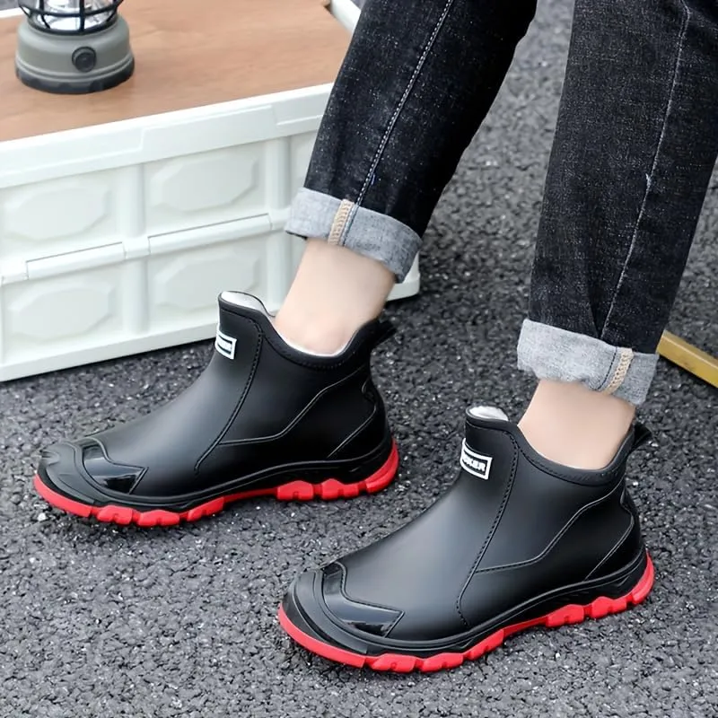 Waterproof Insulated Rain Boots with Slip-Resistant Sole, PVC & Fabric Lining, Round Toe for Outdoor Activities