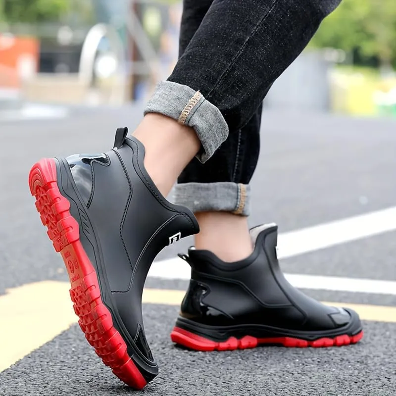 Waterproof Insulated Rain Boots with Slip-Resistant Sole, PVC & Fabric Lining, Round Toe for Outdoor Activities