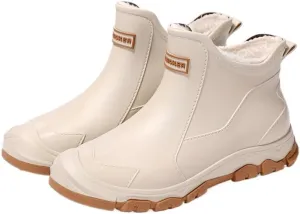 Waterproof Insulated Rain Boots with Slip-Resistant Sole, PVC & Fabric Lining, Round Toe for Outdoor Activities