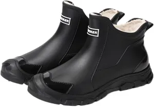 Waterproof Insulated Rain Boots with Slip-Resistant Sole, PVC & Fabric Lining, Round Toe for Outdoor Activities