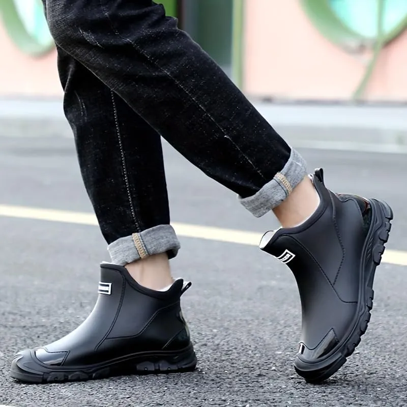 Waterproof Insulated Rain Boots with Slip-Resistant Sole, PVC & Fabric Lining, Round Toe for Outdoor Activities