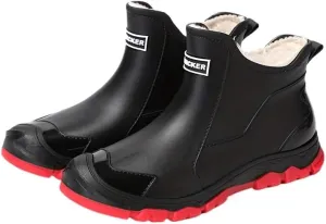 Waterproof Insulated Rain Boots with Slip-Resistant Sole, PVC & Fabric Lining, Round Toe for Outdoor Activities
