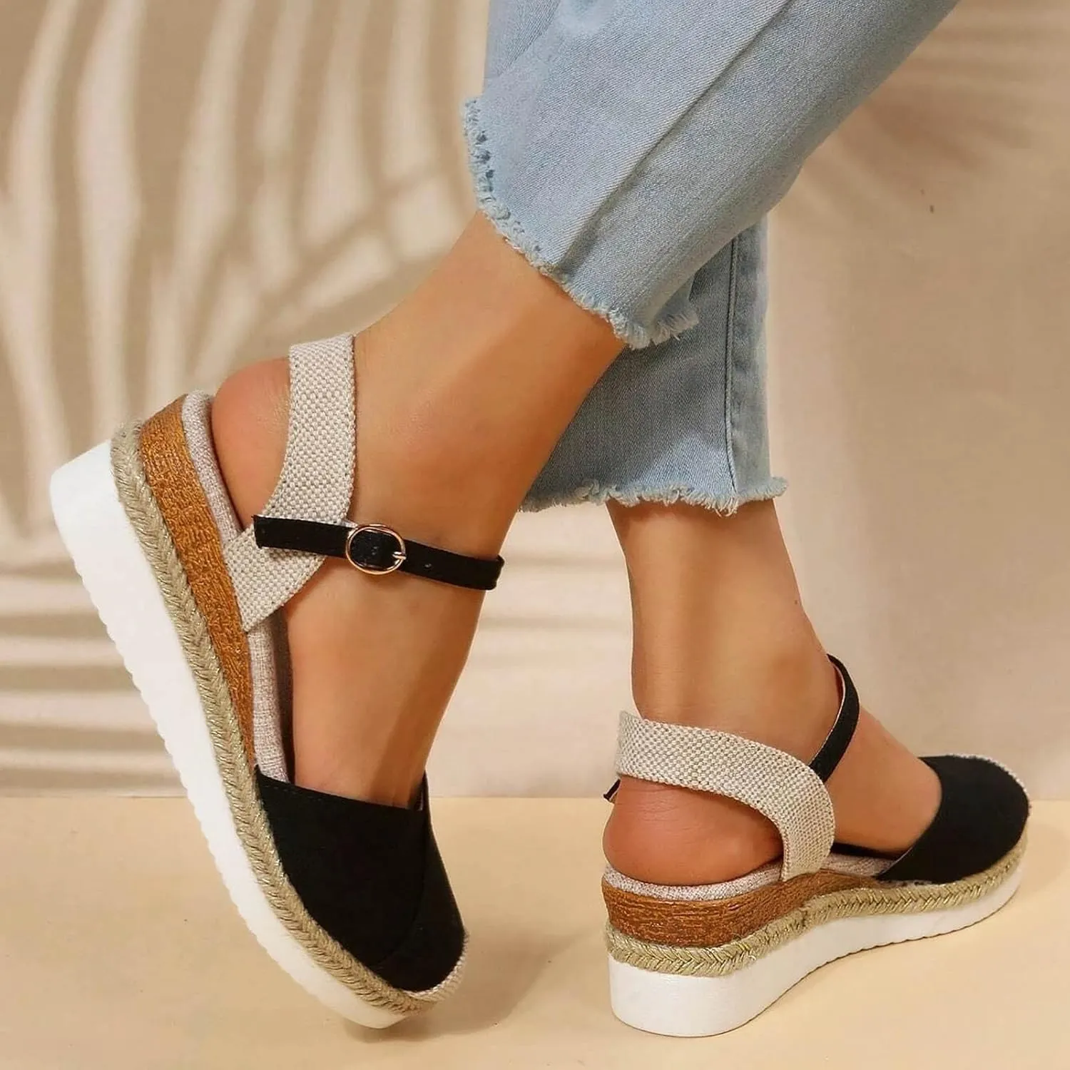 Wedge Sandals for Women Dressy Orthopedic Platform Lightweight Ankle Strap Fashion Strappy Anti-Slip Sandals