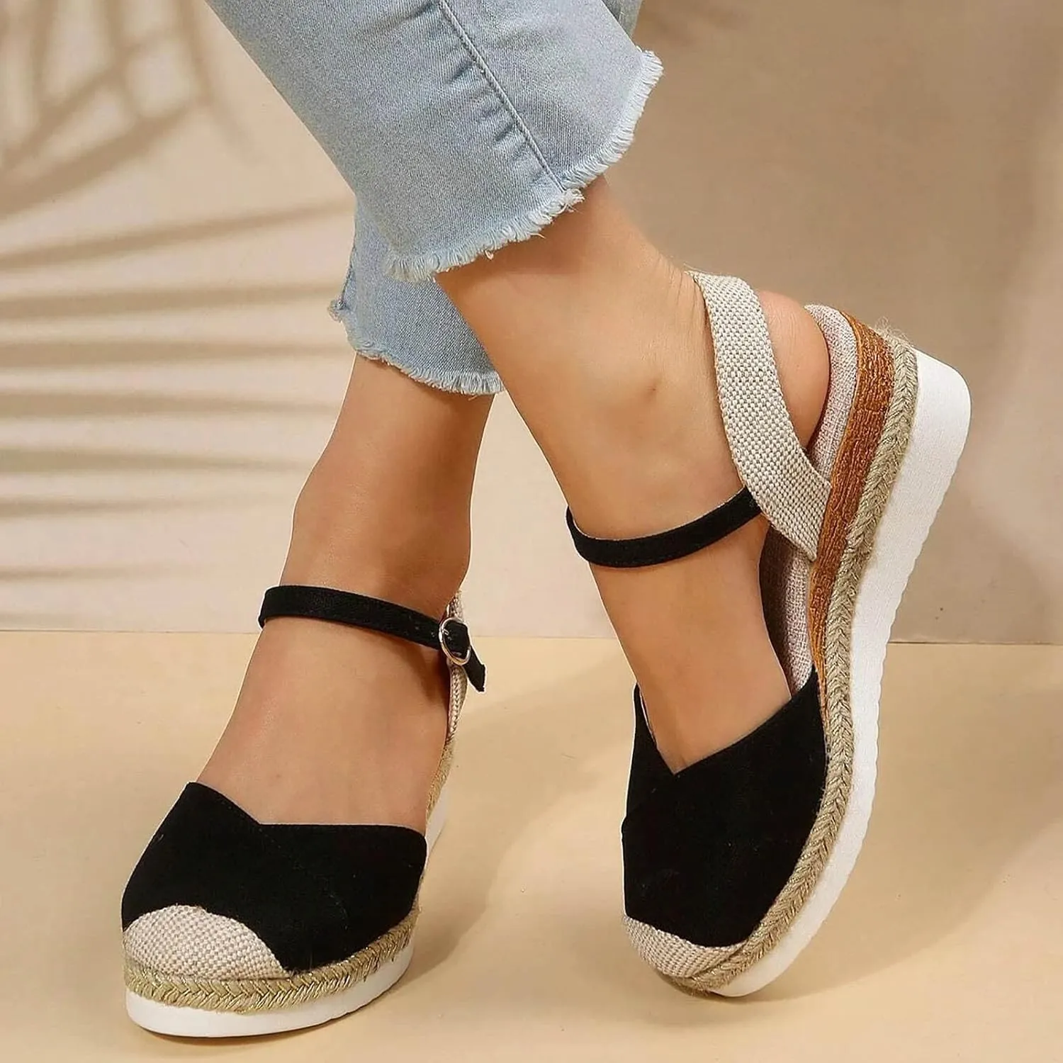 Wedge Sandals for Women Dressy Orthopedic Platform Lightweight Ankle Strap Fashion Strappy Anti-Slip Sandals