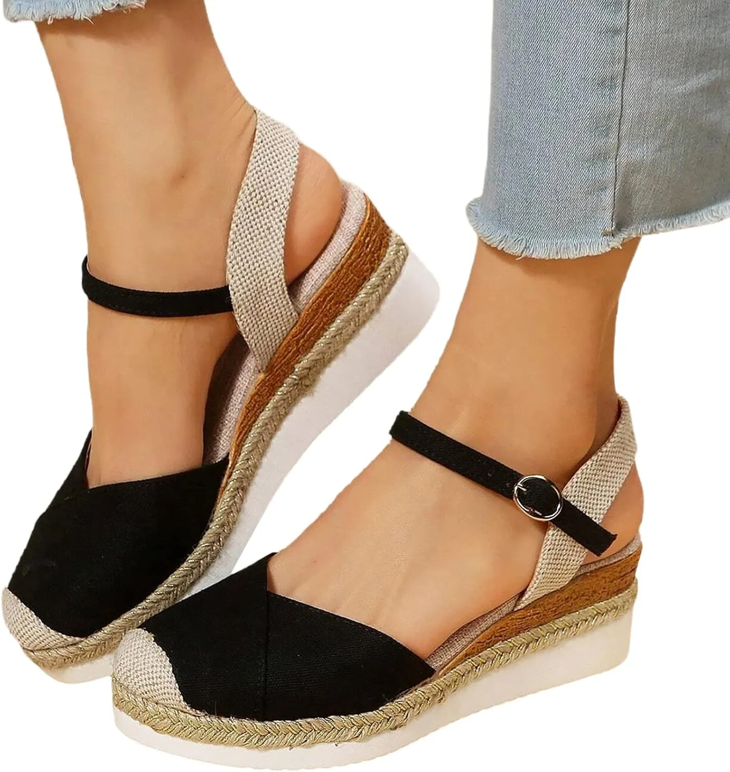 Wedge Sandals for Women Dressy Orthopedic Platform Lightweight Ankle Strap Fashion Strappy Anti-Slip Sandals