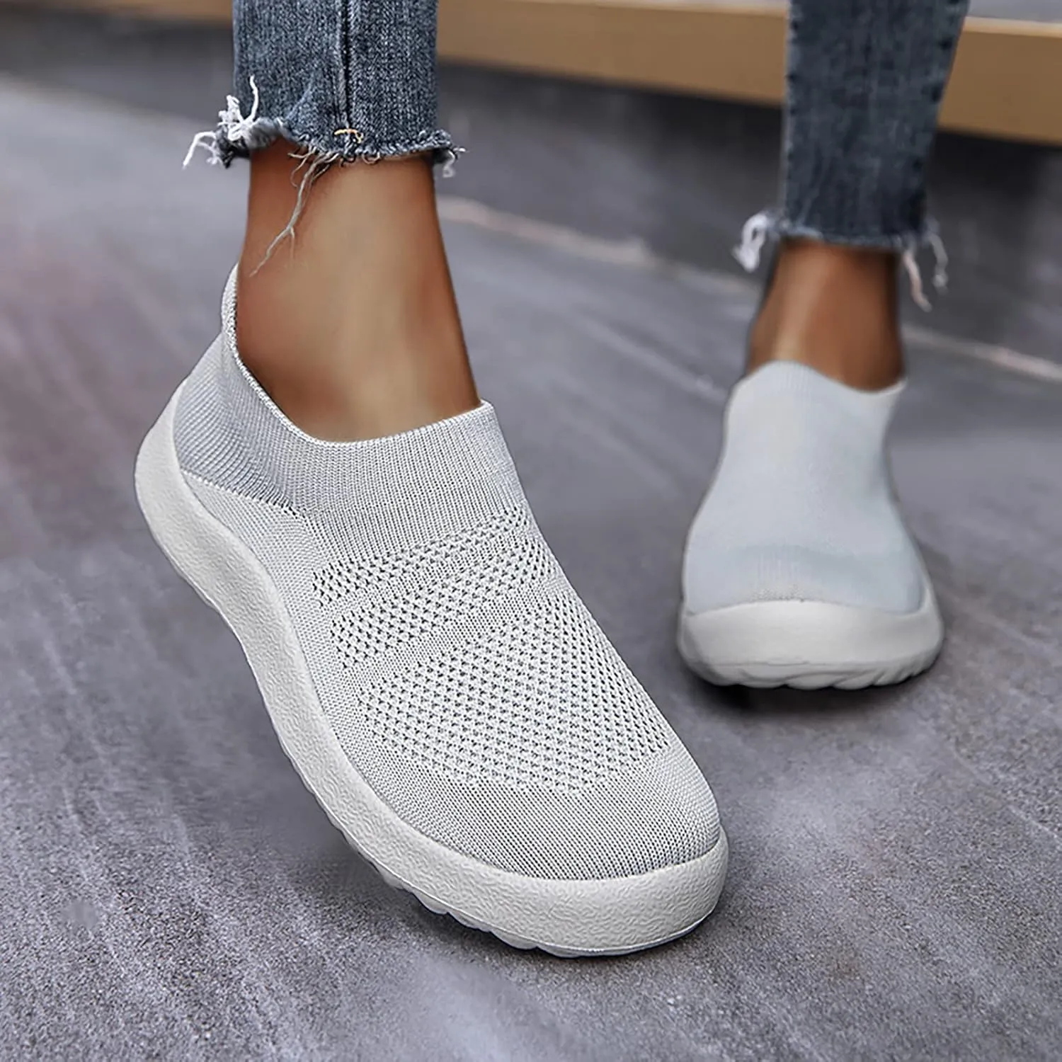 White Sneakers for Women Platform Wide Walking Shoes Women Slip Ons Brown Walking Shoes Women Wide Sneakers for Women Fashion Platform White Slip On Shoes for Women with Arch Support