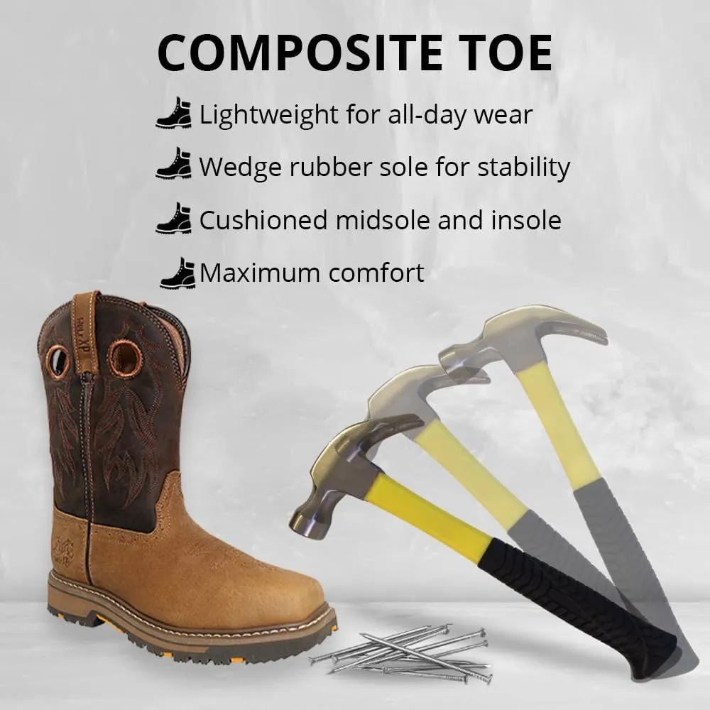 Wolf Leather Work Boots for Men - Slip Resistant, Insulated, Construction Mens Work Boots - Composite Toe