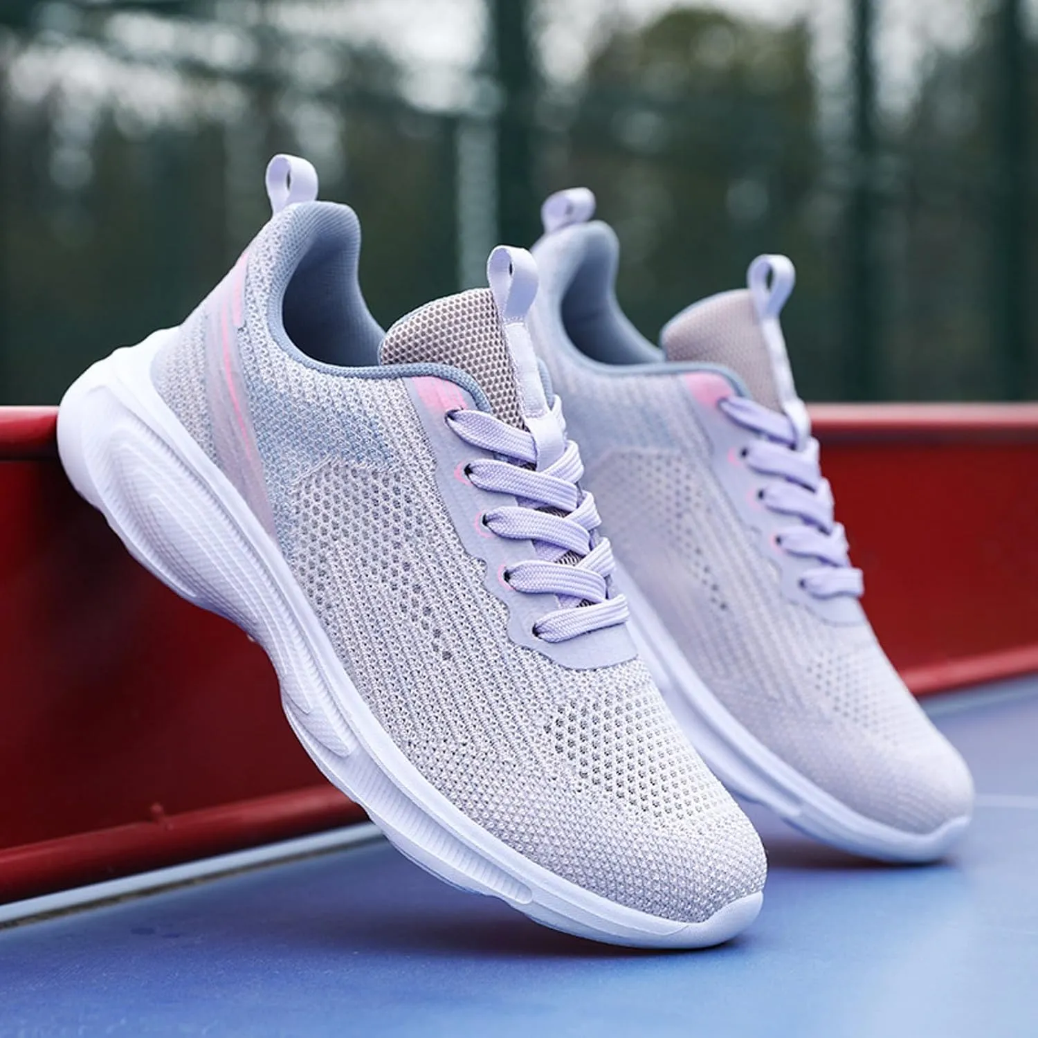 Women Breathable Mesh Tennis Shoes Running Sneaker Lace-Up Walking Shoes Non Slip Workout Shoes for Indoor Outdoor Gym