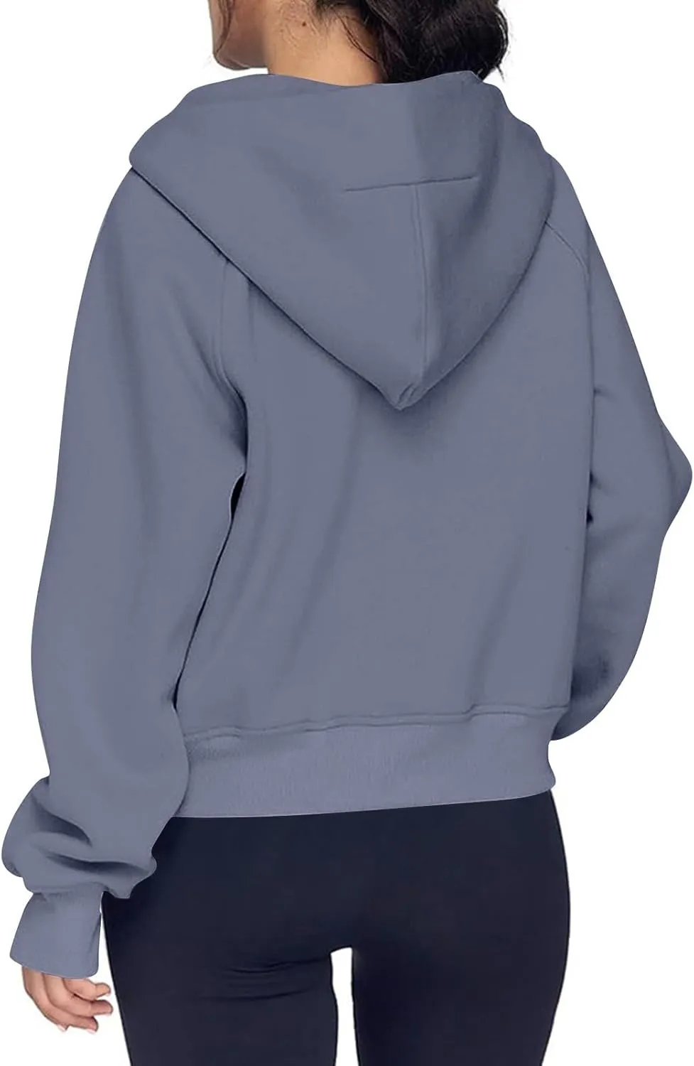 Women Half Zip Pullover Fleece Cropped Zip Up Hoodie Trendy Thumb Hole Y2k Sweatshirts with Pocket Fall Clothes