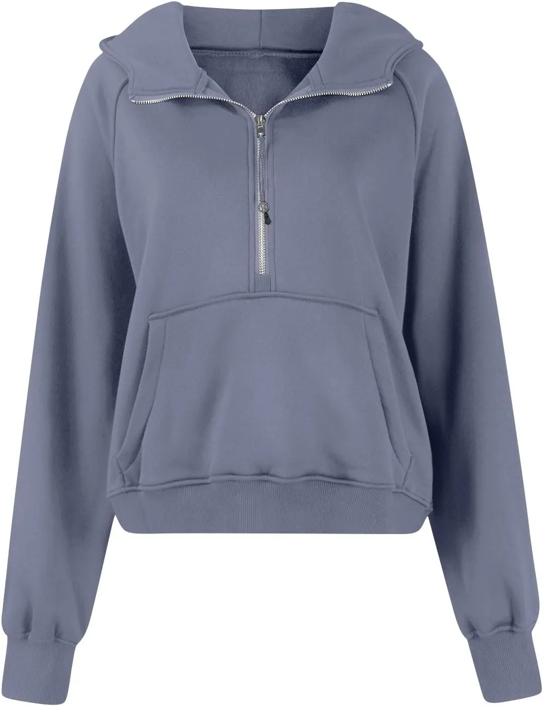 Women Half Zip Pullover Fleece Cropped Zip Up Hoodie Trendy Thumb Hole Y2k Sweatshirts with Pocket Fall Clothes