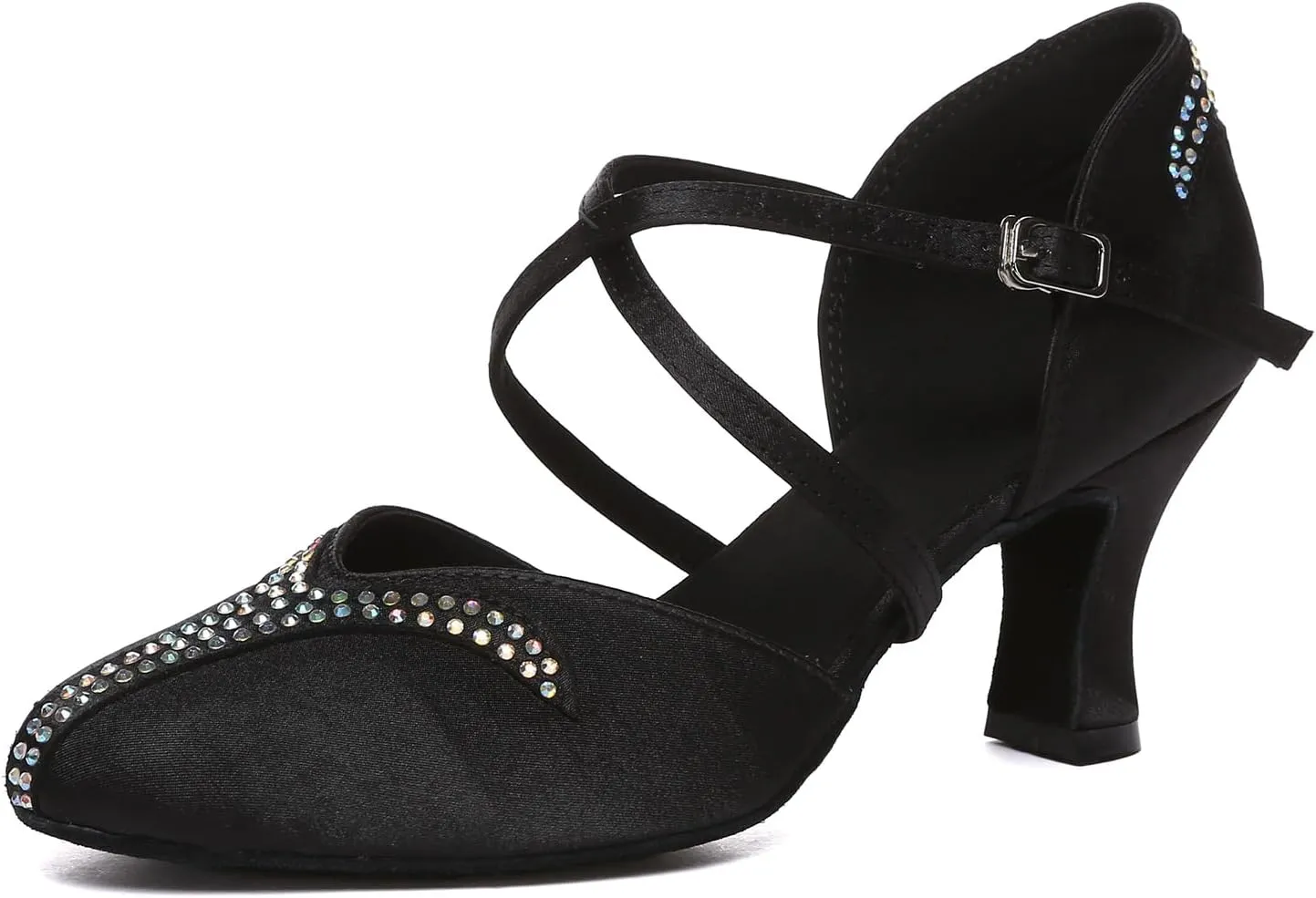 Women Latin Dance Shoes Stain Salsa Tango Ballroom Dancing Shoes Rhinestone Character Shoes
