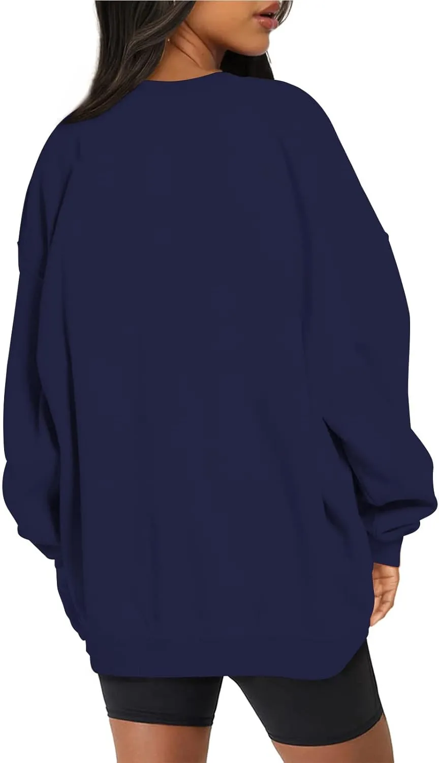 Women Oversized Sweatshirt 2023 Long Sleeve Round Neck Solid Dropped Hoodies Pullover Hoodless Casual Fashion Fall Sweaters
