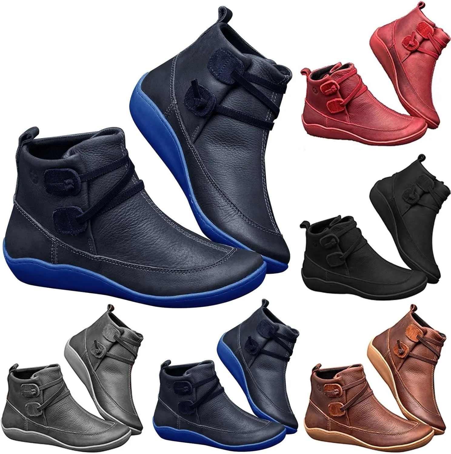 Women's Ankle Boots Ankle Rubber Boots for Women Botas Elegantes Para Mujer Black Boots Womens Black Ankle Boots for Women Comfort Ankle Boot for Sprained Ankle